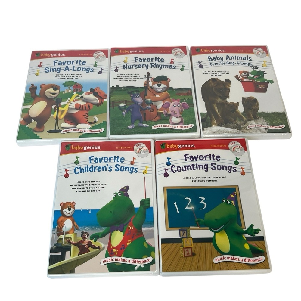 Baby Genius DVD Lot Favorite Nursery Rhymes Counting Sing Bundle of‎ 5 (4 New)